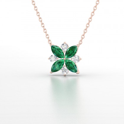 Daria Pendentif Marquises Emeraude en Or rose 18k