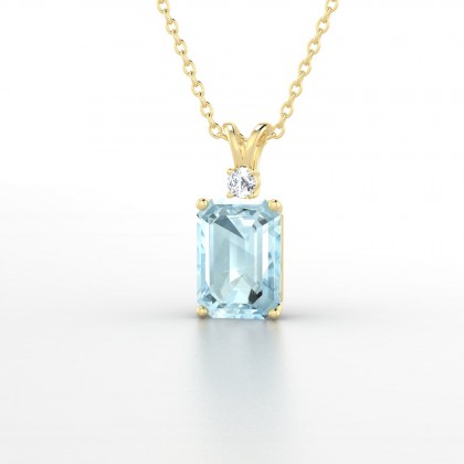 Délice Pendentif Aigue-marine en Or jaune 18k