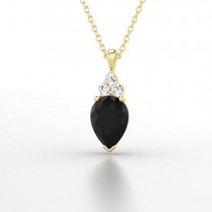 Divine Pendentif Diamant noir en Or jaune 18k