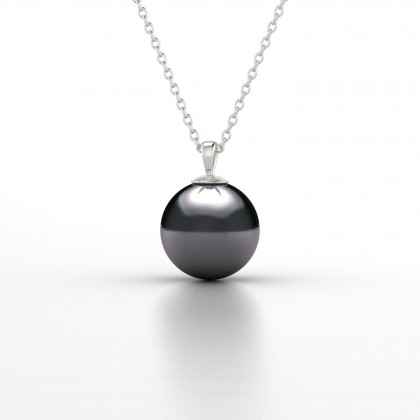 Emiri Pendentif Perle d'eau douce noire en Argent 925