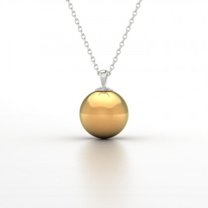 Emiri Pendentif Perle d'eau douce dorée en Or blanc 18k