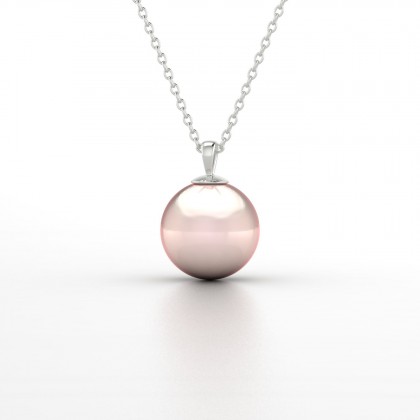 Emiri Pendentif Perle d'eau douce rose en Or blanc 18k
