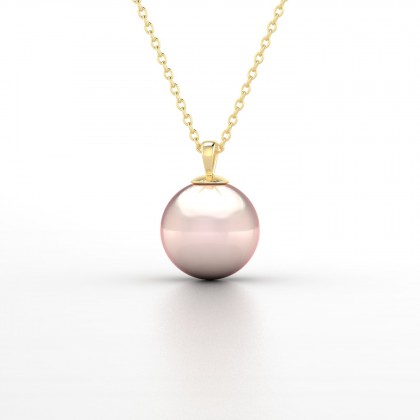 Emiri Pendentif Perle d'eau douce rose en Or jaune 18k