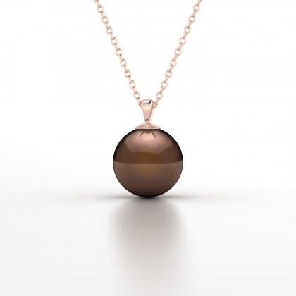 Emiri Pendentif Perle d'eau douce chocolat en Or rose 18k