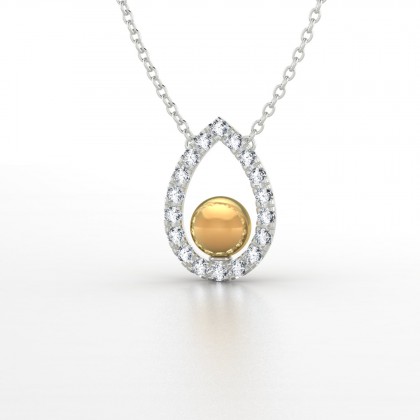 Enata Pendentif Perle d'eau douce dorée en Or blanc 18k