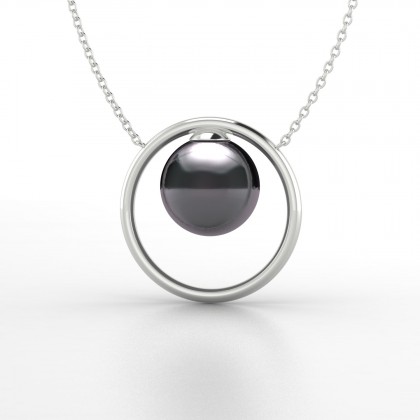 Fareani Pendentif Perle d'eau douce noire en Argent 925