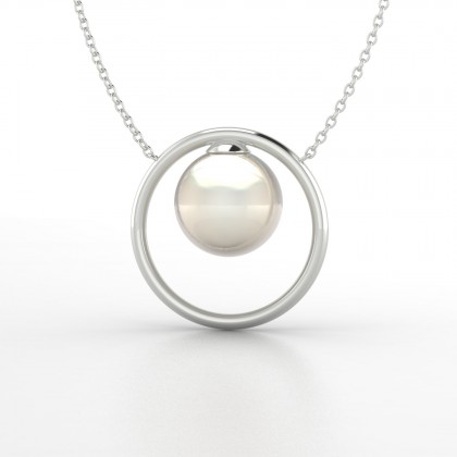 Fareani Pendentif Perle d'eau douce blanche en Or blanc 18k