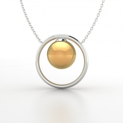 Fareani Pendentif Perle d'eau douce dorée en Or blanc 18k