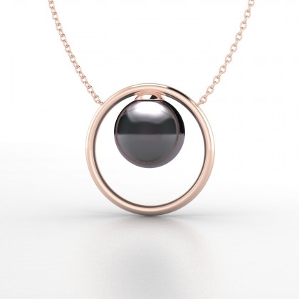 Fareani Pendentif Perle d'eau douce noire en Or rose 18k