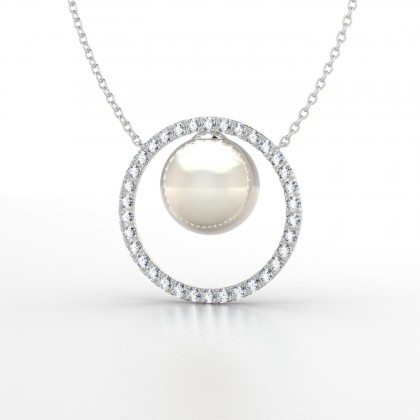 Fetia Pendentif Perle d'eau douce blanche en Or blanc 18k