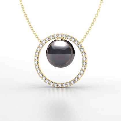 Fetia Pendentif Perle d'eau douce noire en Or jaune 18k