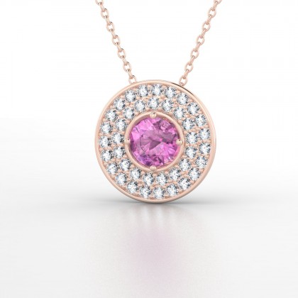 Galaxie Pendentif Saphir rose en Or rose 18k