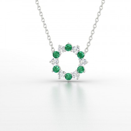Georgia Pendentif Emeraude en Or blanc 18k