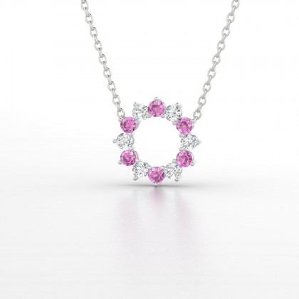 Georgia Pendentif Saphir rose en Or blanc 18k