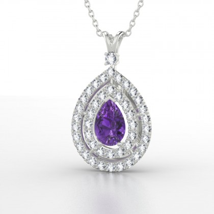 Gervaise Pendentif Améthyste en Or blanc 18k