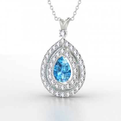 Gervaise Pendentif Topaze en Or blanc 18k