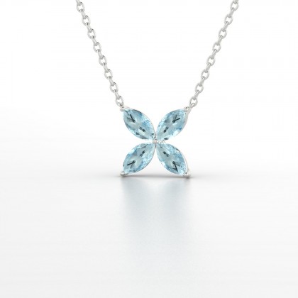 Gigi Pendentif Marquises Aigue-marine en Or blanc 18k