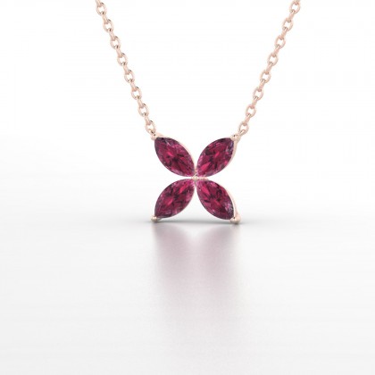 Gigi Pendentif Marquises Grenat en Or rose 18k