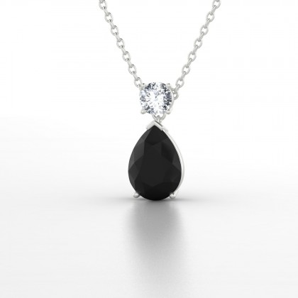 Gisèle Pendentif Diamant noir en Or blanc 18k