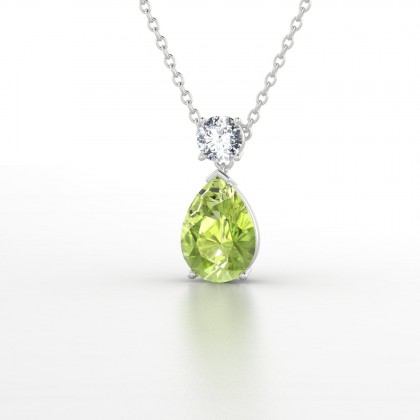 Gisèle Pendentif Péridot en Or blanc 18k