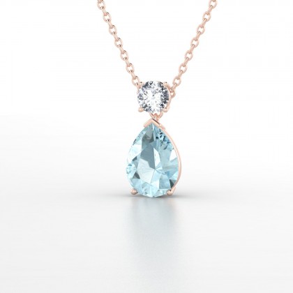 Gisèle Pendentif Aigue-marine en Or rose 18k