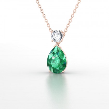 Gisèle Pendentif Emeraude en Or rose 18k