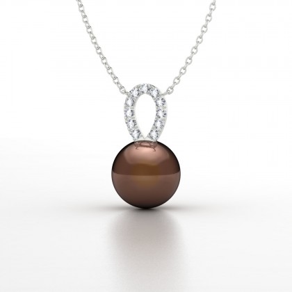 Heia Pendentif Perle d'eau douce chocolat en Or blanc 18k