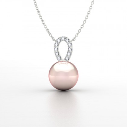 Heia Pendentif Perle d'eau douce rose en Or blanc 18k