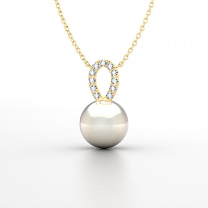Heia Pendentif Perle d'eau douce blanche en Or jaune 18k