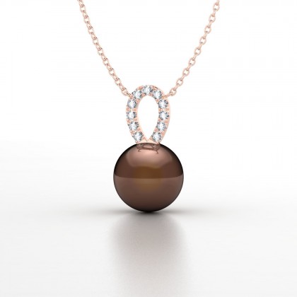 Heia Pendentif Perle d'eau douce chocolat en Or rose 18k