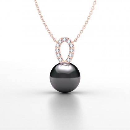 Heia Pendentif Perle d'eau douce noire en Or rose 18k