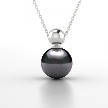 Heima Pendentif Perle d'eau douce noire en Argent 925
