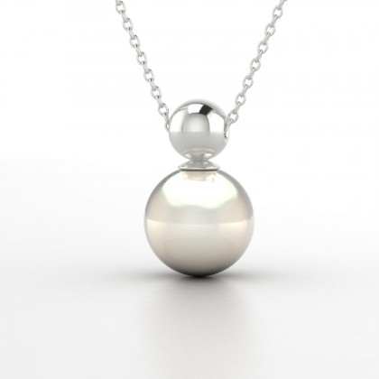Heima Pendentif Perle d'eau douce blanche en Or blanc 18k