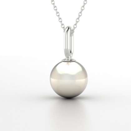 Heinui Pendentif Perle d'eau douce blanche en Or blanc 18k