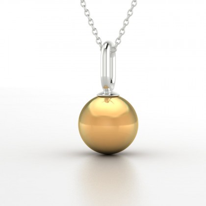Heinui Pendentif Perle d'eau douce dorée en Or blanc 18k