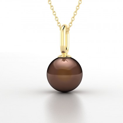 Heinui Pendentif Perle d'eau douce chocolat en Or jaune 18k