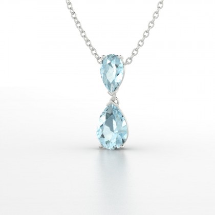 Jeannette Pendentif Aigue-marine en Or blanc 18k