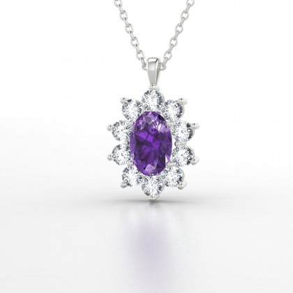 Léon Pendentif Améthyste en Or blanc 18k