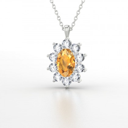 Léon Pendentif Citrine en Or blanc 18k