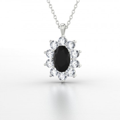 Léon Pendentif Diamant noir en Or blanc 18k
