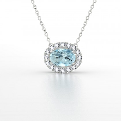 Léonie Pendentif Aigue-marine en Or blanc 18k