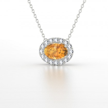 Léonie Pendentif Citrine en Or blanc 18k