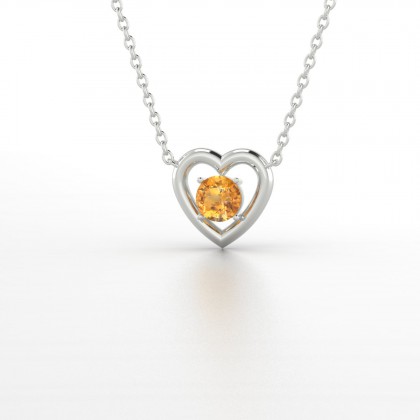 Lina Pendentif Citrine en Or blanc 18k