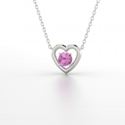 Lina Pendentif Saphir rose en Or blanc 18k