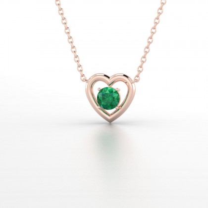 Lina Pendentif Emeraude en Or rose 18k