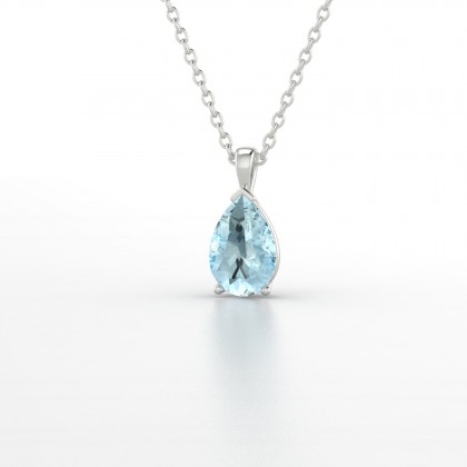 Louise Pendentif Aigue-marine en Argent 925