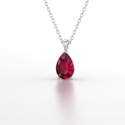 Louise Pendentif Rubis en Or blanc 18k