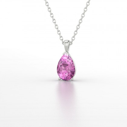 Louise Pendentif Saphir rose en Or blanc 18k
