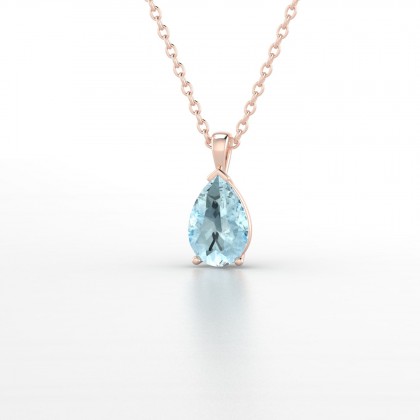 Louise Pendentif Aigue-marine en Or rose 18k