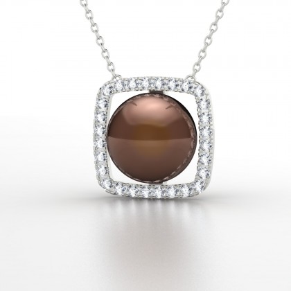 Mareta Pendentif Perle d'eau douce chocolat en Or blanc 18k
